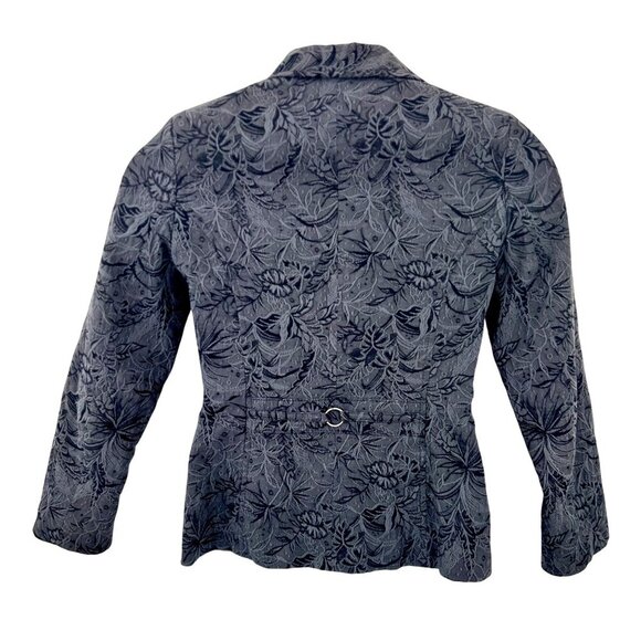 TRIBAL BLACK FLORAL TEXTURED ZIP-UP BLAZER JACKET - 4 - Picture 4 of 6